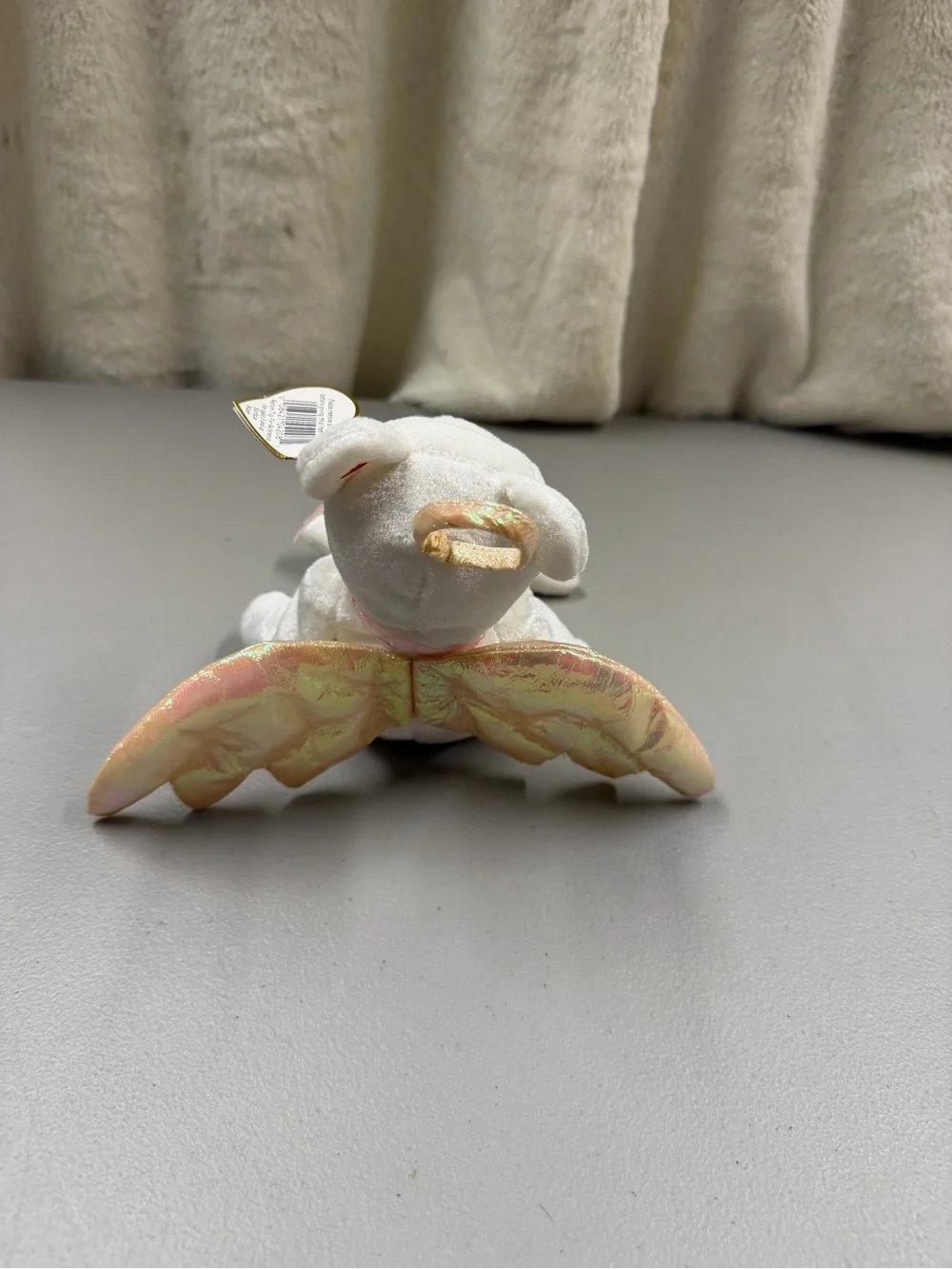 White Plush Angel Bear with Iridescent Wings - Picture 3 of 5